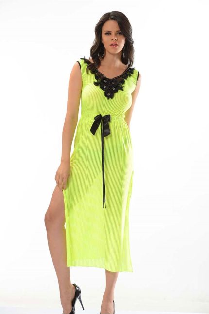 Lisinya946 Limon Sarısı Dantel Gecelik