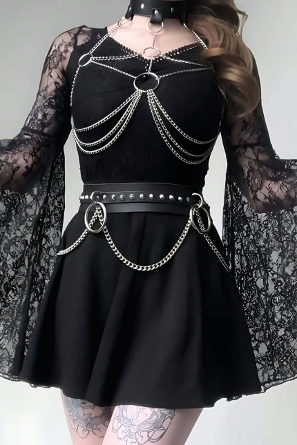 Lisinya41 Deri ve Zincirli Şık Harness Takım