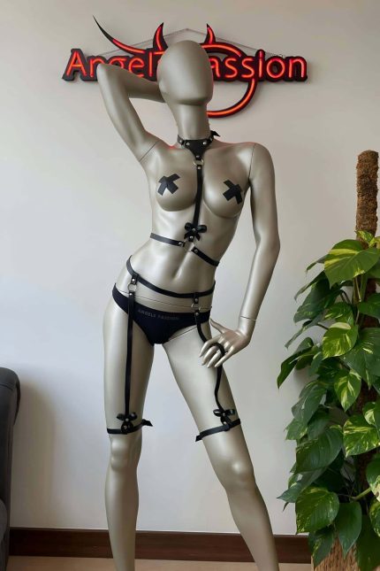 Lisinya41 Fiyonk Detaylı Deri Jartiyer Harness İç Giyim