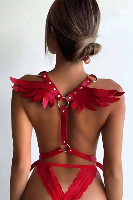 Lisinya41 Melek Kanadı Detaylı Şık Deri Harness