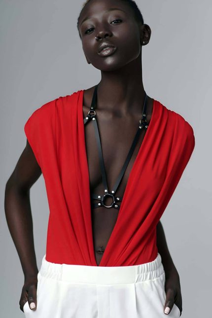 Lisinya41 Omuz Göğüs Detaylı Şık Deri Harness